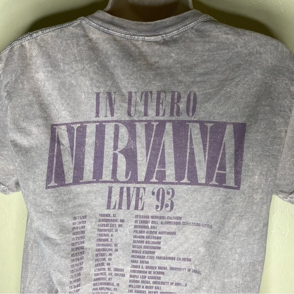 Nirvana In Utero Live ‘93 Tour Y2K Acid Wash Graphic T-Shirt Nwt Size S Small - Picture 10 of 12